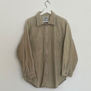 Soho Compagnie Mens Vintage Corduroy Cotton Zip Up Shirt Jacket Tan Beige Medium
